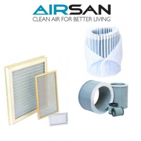AIRSAN: Filtros de aire metálicos permanentes, Filtros de aire plisados, Filtros de aire cilíndricos